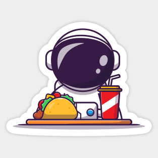 Cute Astronaut With Taco And Soda Sticker